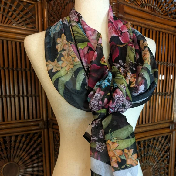 SLINKY BRAND Sheer Floral Scarf - EUC - Picture 9 of 12